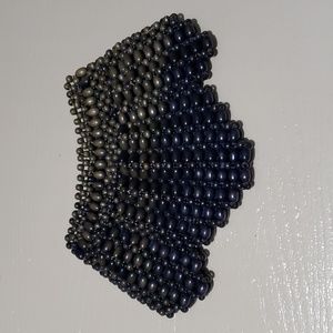 Talon Navy and Gray Seed Bead clutch - 472